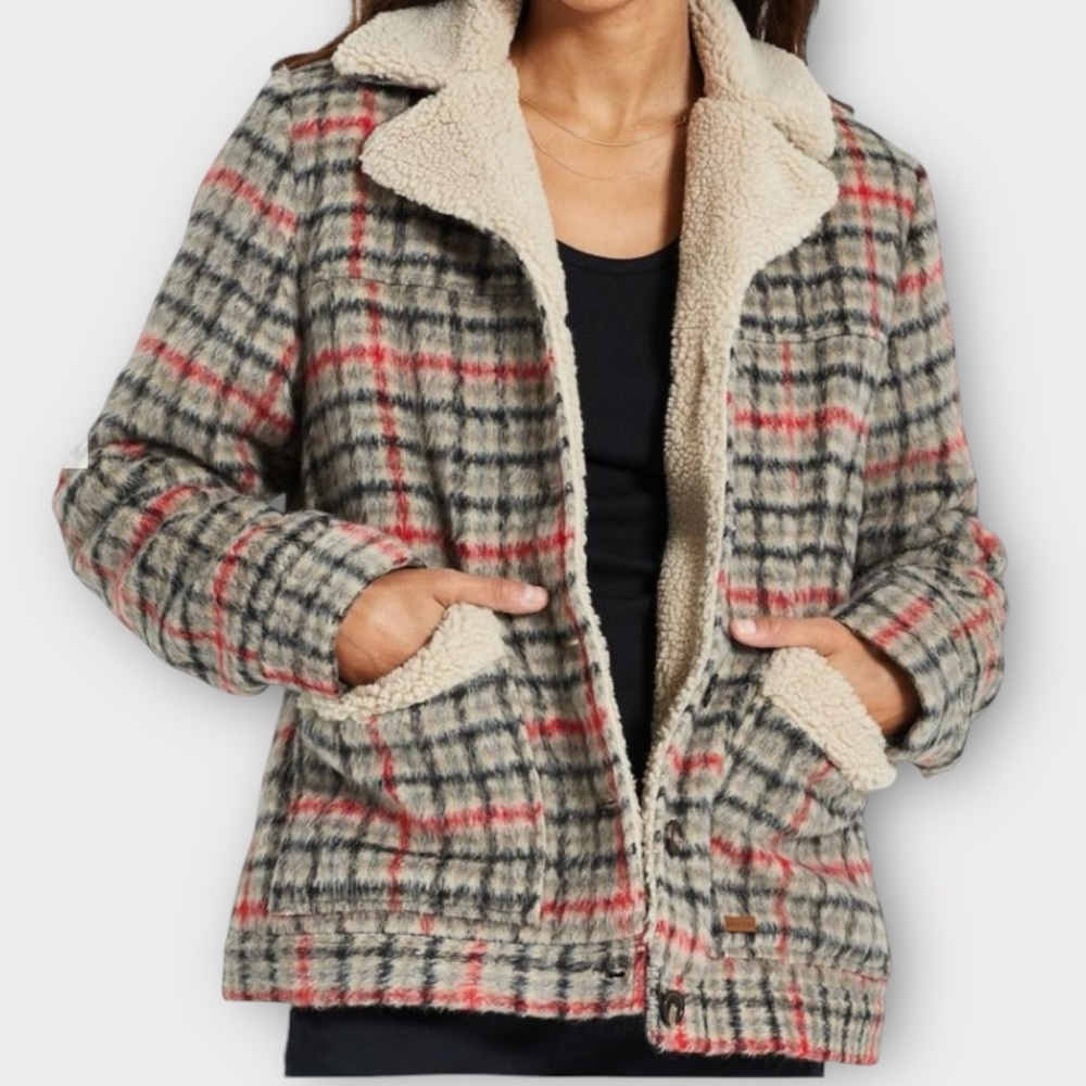 Brixton Women’s Nouvelle Coat Peacoat Small Sherpa Lined Winter Vanilla NWT
